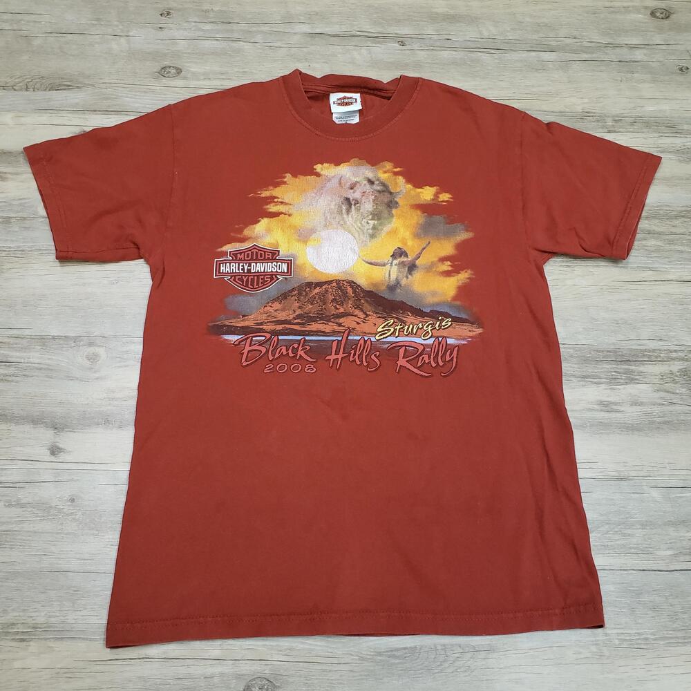 Harley-Davidson Sturgis Shirt Mens Medium Red Black Hills Rally 2008 Graphic Tee